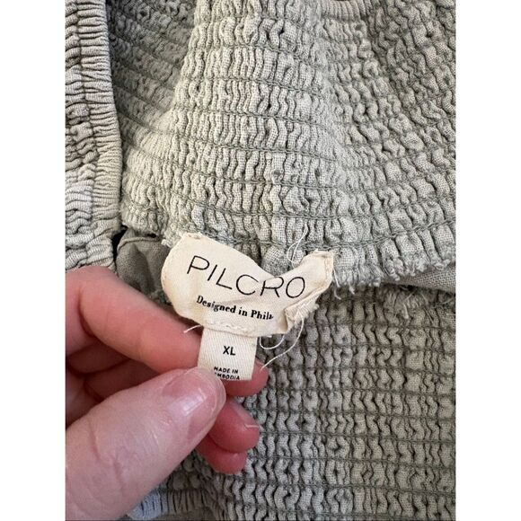 Anthropologie Pilcro The Reese Smocked Pull On Barrel Linen Pants In Gray XL - Picture 4 of 7